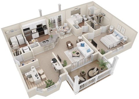 Floor plan for 1 bed, 1 bath, 1051 sqft